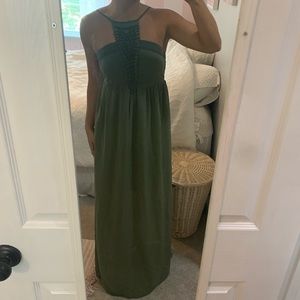 Olive Green Maxi Japna Dress